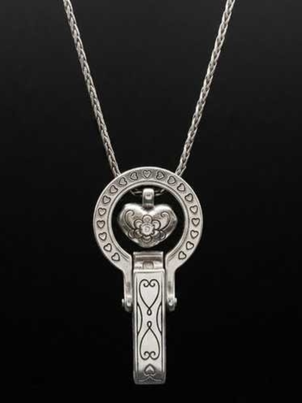 Brighton Heart Charm Reversible Badge Clip Necklace NEW WITH TAG